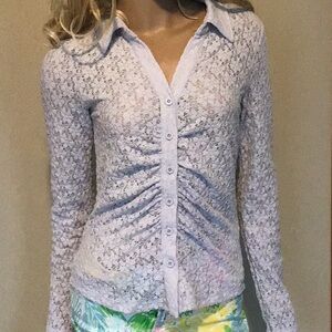 Blue and White Button Down Shirt